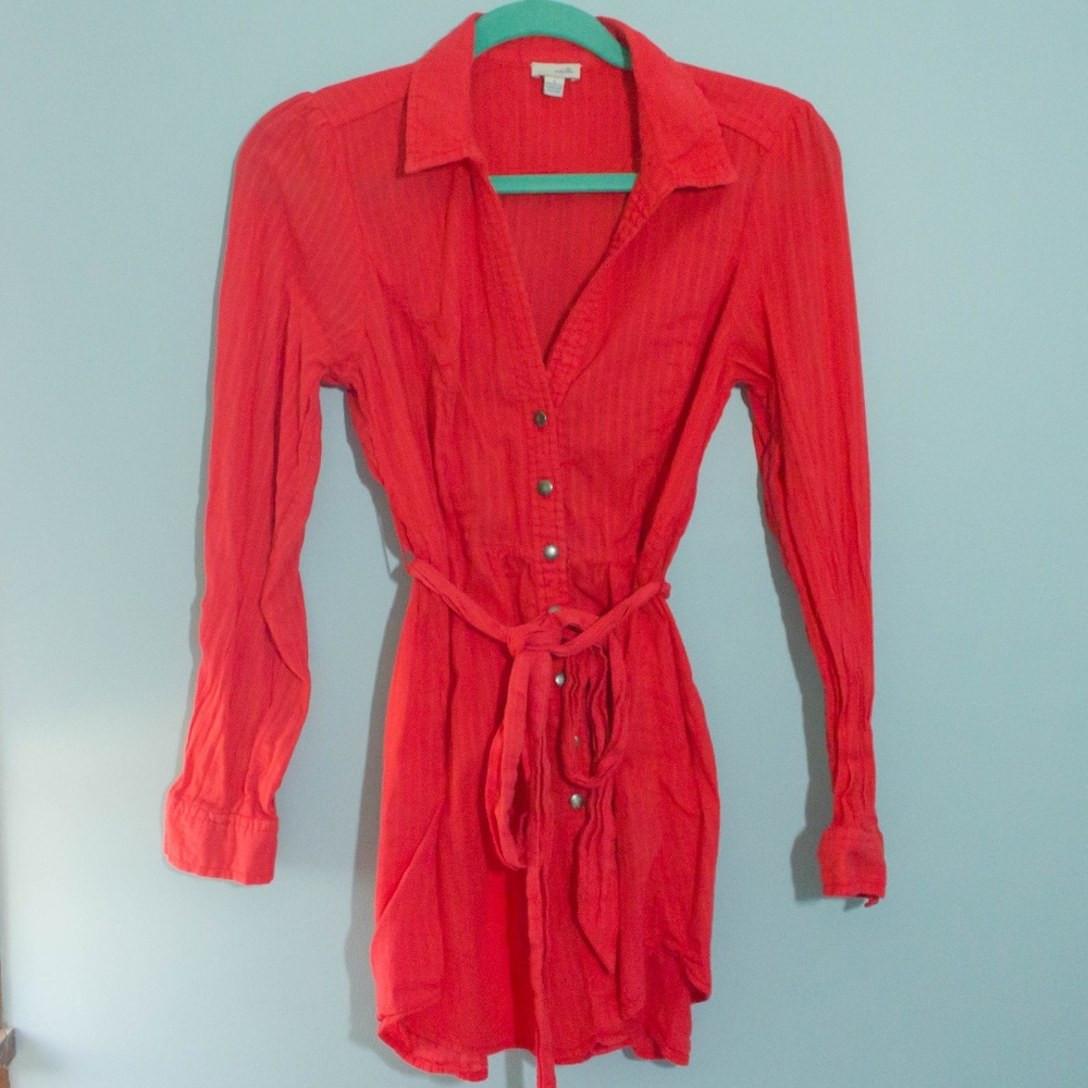 Pink Anthropologie Odille Belted Tunic